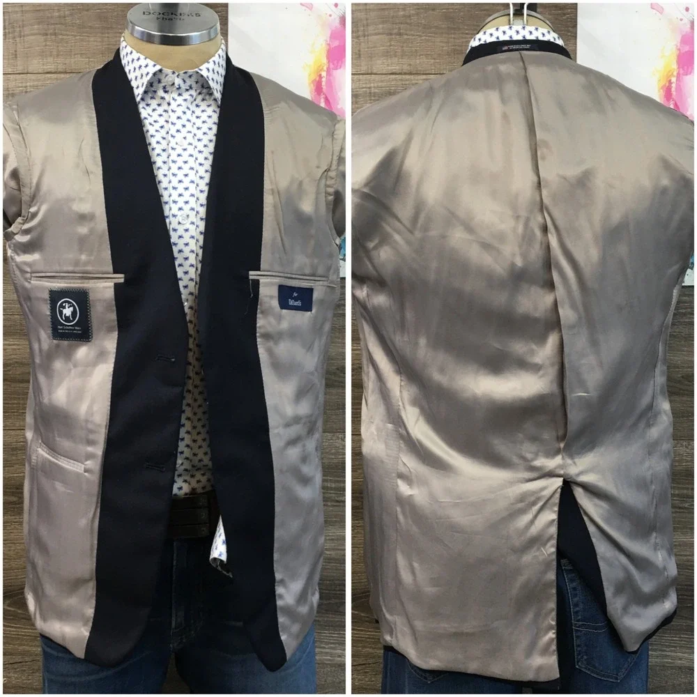 HART SCHAFFNER Mens Navy Blazer Sport Coat Casual Jacket‎ Size 38R Classic Suit